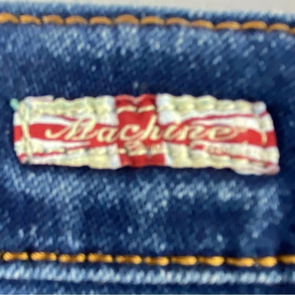 Machine torn up look blue jean mini skirt with stretch size large